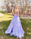 vigocouture-Pink 3D Flower Prom Dresses Spaghetti Strap Evening Dress 21678-Prom Dresses-vigocouture-