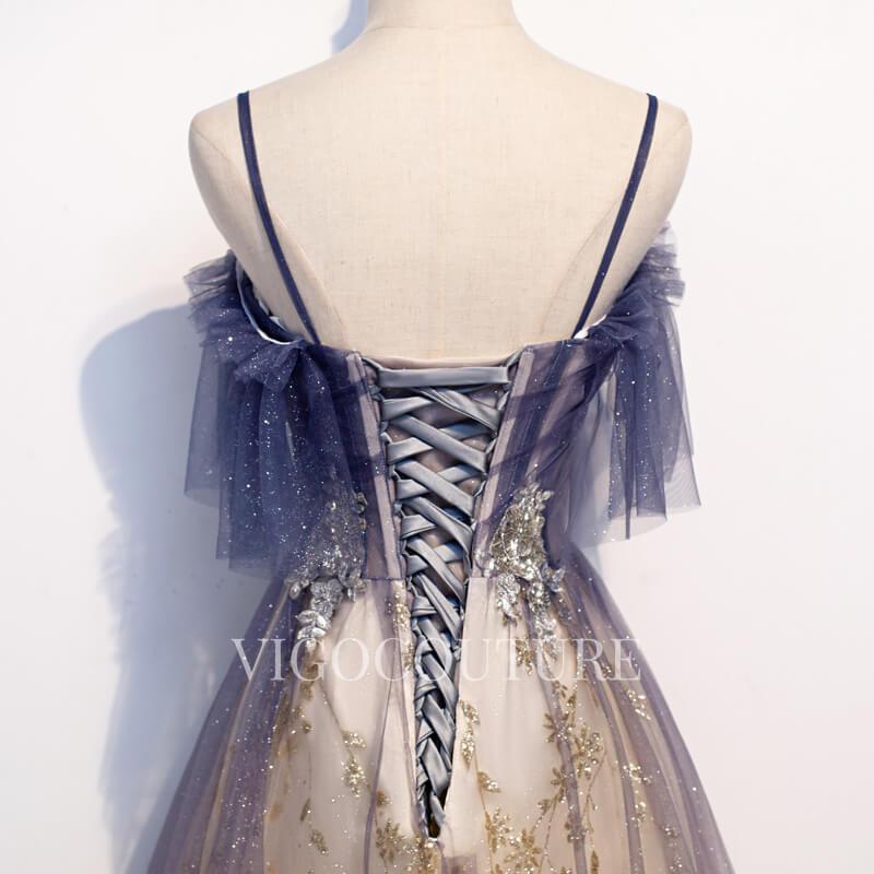 vigocouture-Pink A-line Prom Dress Spaghetti Strap Prom Gown 20294-Prom Dresses-vigocouture-
