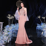 vigocouture-Pink Beaded Mermaid Prom Dresses 20122-Prom Dresses-vigocouture-