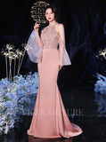 vigocouture-Pink Beaded Mermaid Prom Dresses 20122-Prom Dresses-vigocouture-Pink-US2-