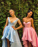 vigocouture-Pink High-Low Prom Dresses Spaghetti Strap A-Line Evening Dress 21687-Prom Dresses-vigocouture-