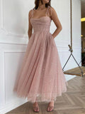 Pink Homecoming Dress Blush Spaghetti Strap Hoco Dress hc015