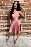 vigocouture-Pink Homecoming Dress Spaghetti Strap Hoco Dress hc026-Prom Dresses-vigocouture-Pink-US2-