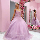 Pink Lace Applique Prom Dresses Spaghetti Strap Formal Gown 22000-Prom Dresses-vigocouture-Pink-US2-vigocouture