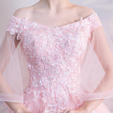 vigocouture-Pink Lace Applique Quinceañera Dresses Off the Shoulder Ball Gown 20438-Prom Dresses-vigocouture-
