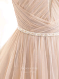 Pink Long Sleeve Prom Dresses Bow-Tie Tulle Formal Dress 22065-Prom Dresses-vigocouture-Pink-US2-vigocouture