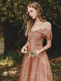vigocouture-Pink Off the Shoulder Prom Dress 20706-Prom Dresses-vigocouture-