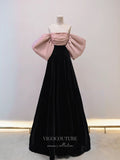 vigocouture-Pink Off the Shoulder Prom Dresses With Bow 21017-Prom Dresses-vigocouture-