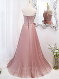 vigocouture-Pink Sparkly Lace Strapless Prom Dress 20878-Prom Dresses-vigocouture-