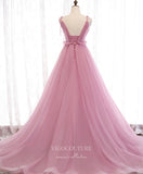 Pink Tulle Prom Dresses Spaghetti Strap Evening Dress 21824-Prom Dresses-vigocouture-Pink-US2-vigocouture