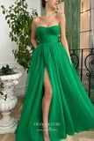 vigocouture-Printed Hearts Prom Dresses Strapless Formal Dresses 21580-Prom Dresses-vigocouture-Green-US2-
