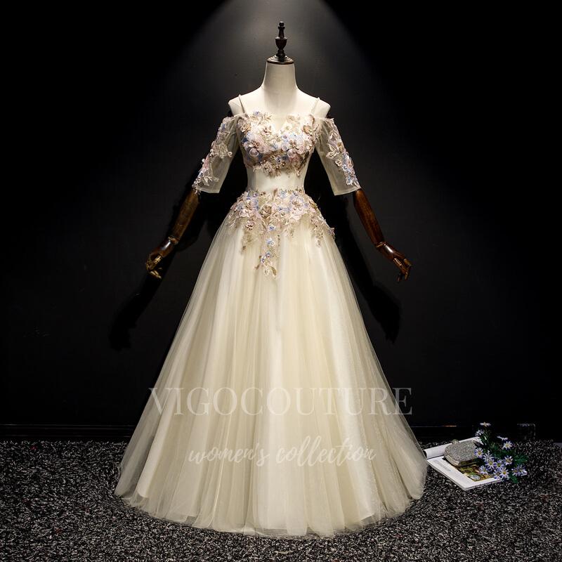Ivory Lace Applique Quinceaera Dresses Elbow Sleeve Ball Gown 20437 vigocouture Ivory Lace Applique Quinceaera Dresses Elbow Sleeve Ball Gown 20437 vigocouture