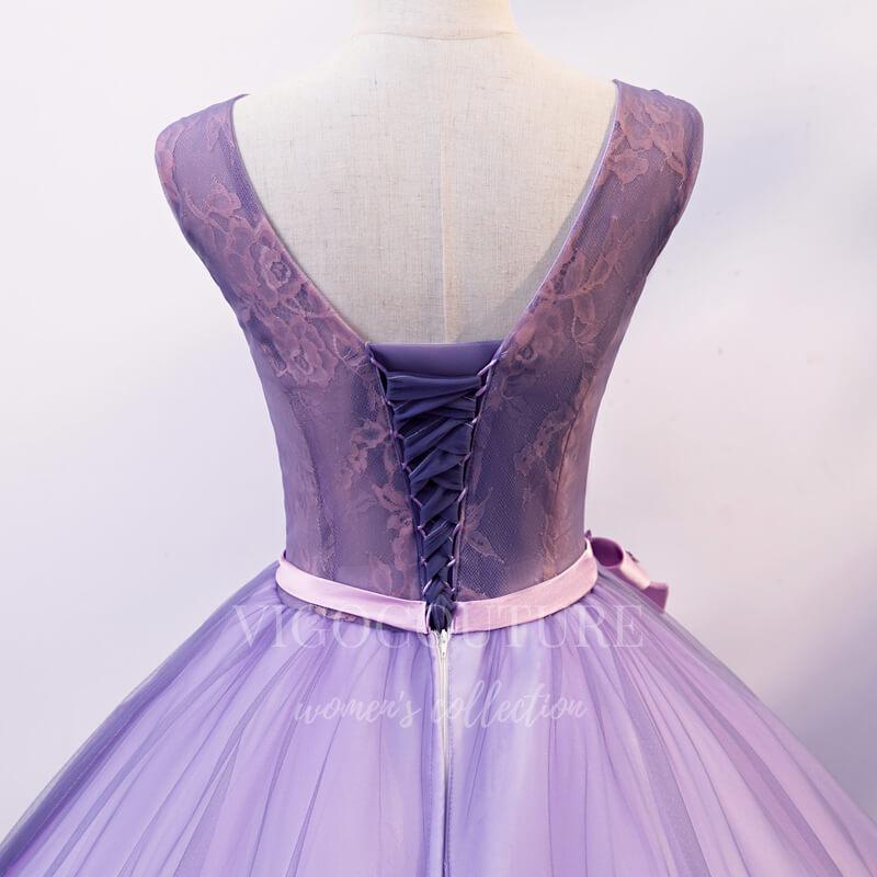 vigocouture-Lavender Quinceañera Dresses Lace Applique Ball Gown 20461-Prom Dresses-vigocouture-