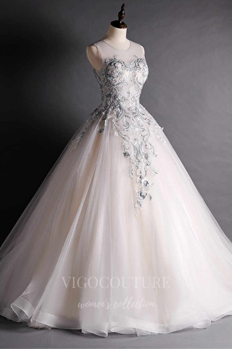 Silver Lace Applique Quinceaera Dresses Sweet 16 Ball Gown 20479 Silver / US22W Silver Lace Applique Quinceaera Dresses Sweet 16 Ball Gown 20479 Silver / US22W
