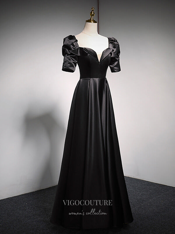vigocouture-Puffed Sleeve Prom Dresses Satin Formal Dresses 21071-Prom Dresses-vigocouture-