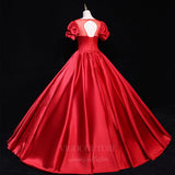 vigocouture-Puffed Sleeve Round Neck Prom Dress 20686-Prom Dresses-vigocouture-