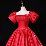 vigocouture-Puffed Sleeve Square Neck Prom Dress 20685-Prom Dresses-vigocouture-