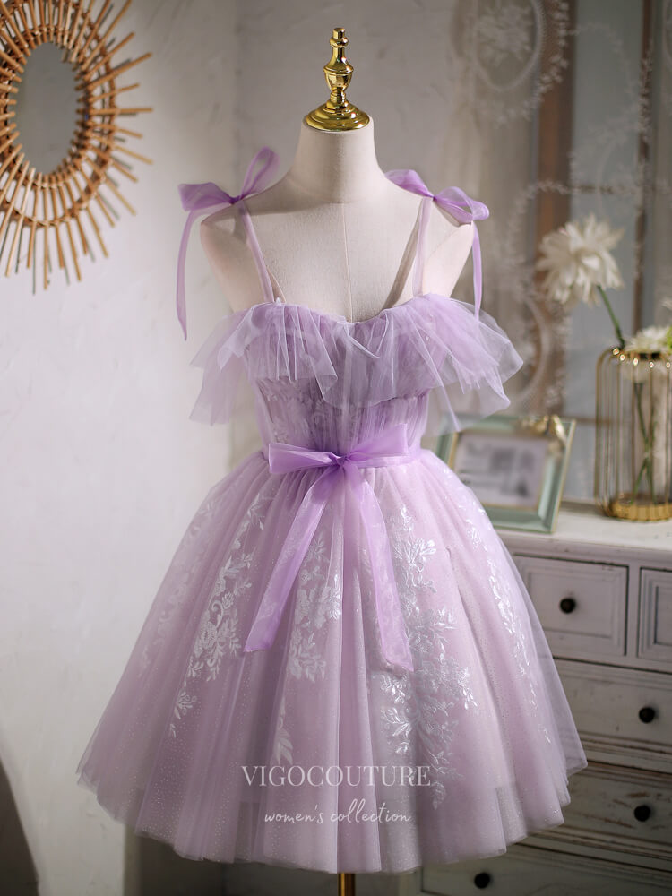 vigocouture-Purple Homecoming Dresses Spaghetti Strap Dama Dresses hc139-Prom Dresses-vigocouture-Purple-US2-