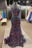 Purple Sequin Prom Dresses Spaghetti Strap Mermaid Evening Dress 21919-Prom Dresses-vigocouture-Purple-US2-vigocouture