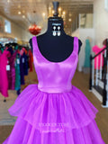 vigocouture-Purple Tulle Layered Ruffle Prom Dresses Scoop Neck Formal Dresses 21559-Prom Dresses-vigocouture-