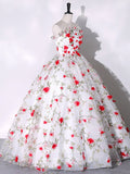 Radiant Strapless Floral Tulle Quinceanera Dress 22321-Prom Dresses-vigocouture-White-Custom Size-vigocouture