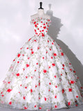 Radiant Strapless Floral Tulle Quinceanera Dress 22321-Prom Dresses-vigocouture-White-Custom Size-vigocouture