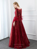 vigocouture-Red Beaded A-Line Prom Dress 20782-Prom Dresses-vigocouture-