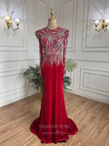 Red Beaded Sheath Prom Dresses Long Sleeve 1920s Evening Dress 22139-Prom Dresses-vigocouture-Red-US2-vigocouture