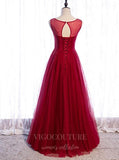 vigocouture-Red Boatneck Prom Dress 2022 Sleeveless Party Dress 20522-Prom Dresses-vigocouture-