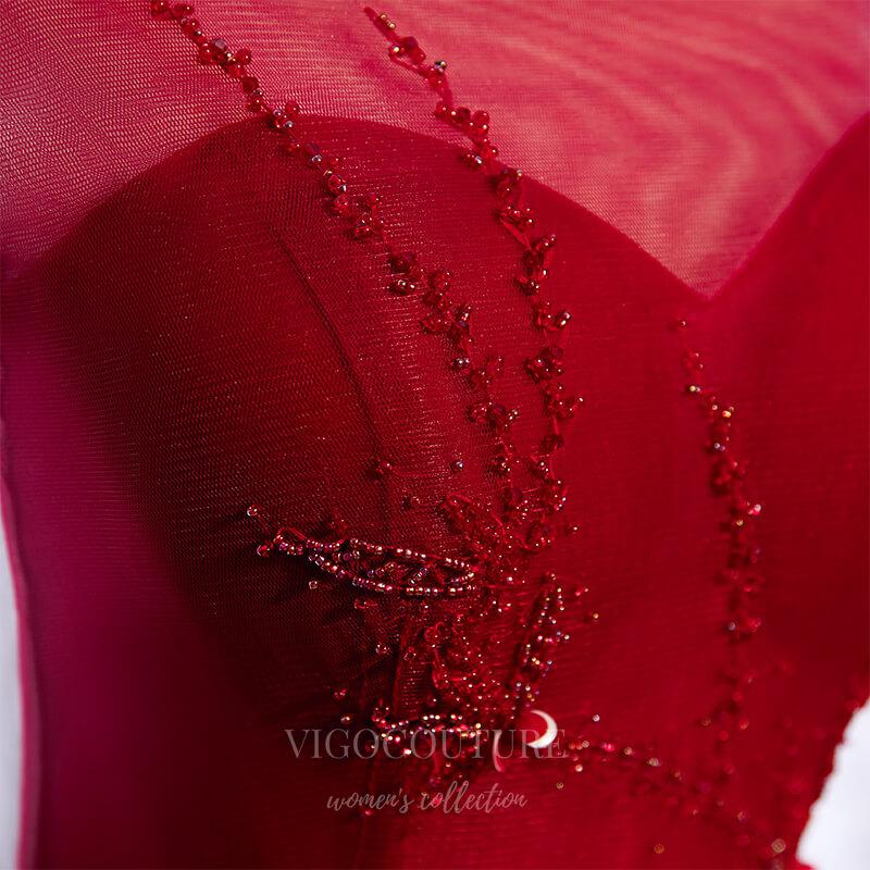 vigocouture-Red Boatneck Prom Dress 2022 Sleeveless Party Dress 20522-Prom Dresses-vigocouture-