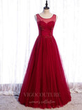 vigocouture-Red Boatneck Prom Dress 2022 Sleeveless Party Dress 20522-Prom Dresses-vigocouture-Red-US2-