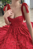 vigocouture-Red Homecoming Dress Lace Maxi Hoco Dress hc018-Prom Dresses-vigocouture-