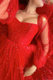 vigocouture-Red Homecoming Dress Long Sleeve Hoco Dress hc004-Prom Dresses-vigocouture-