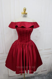 Red Homecoming Dress Off the Shoulder Hoco Dress hc065