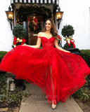 vigocouture-Red Lace Applique Prom Dress 20814-Prom Dresses-vigocouture-Red-US2-