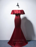vigocouture-Red Mermaid Off the Shoulder Prom Dress 20669-Prom Dresses-vigocouture-Red-US2-