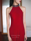 vigocouture-Red Mermaid Prom Dresses Beaded Back Formal Dresses 21033-Prom Dresses-vigocouture-