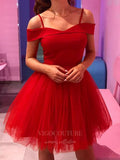 vigocouture-Red Off the Shoulder Homecoming Dress Satin Hoco Dress hc035-Prom Dresses-vigocouture-Red-US2-
