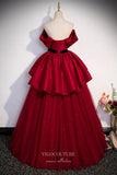 Red Off the Shoulder Prom Dress with Overskirt and Sparkly Tulle 20289-Prom Dresses-vigocouture-Red-US2-vigocouture