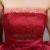 vigocouture-Red Off the Shoulder Quinceañera Dresses Beaded Ball Gown 20440-Prom Dresses-vigocouture-