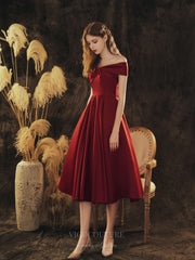 Red Off the Shoulder Satin Prom Dress 20710