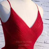 vigocouture-Tiered V-Neck Spaghetti Strap Prom Dress 20548-Prom Dresses-vigocouture-