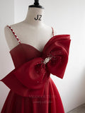 vigocouture-Red Spaghetti Strap Prom Dress 20648-Prom Dresses-vigocouture-