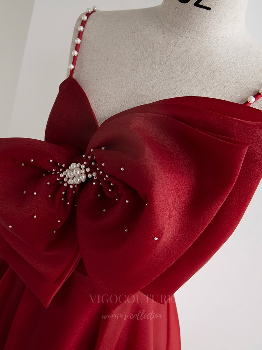 vigocouture-Red Spaghetti Strap Prom Dress 20648-Prom Dresses-vigocouture-
