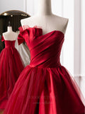 vigocouture-Red Strapless Tiered Prom Dress 20641-Prom Dresses-vigocouture-
