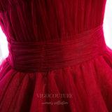 vigocouture-Red Tiered Prom Dress 2022 Spaghetti Strap Formal Dress 20560-Prom Dresses-vigocouture-