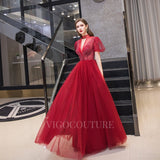 vigocouture-Reglan Sleeve Prom Dress High Neck Beaded Evening Dresses 20076-Prom Dresses-vigocouture-