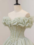 vigocouture-Sage Green Prom Dresses Strapless Corset Back Evening Dress 21788-Prom Dresses-vigocouture-