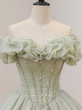 vigocouture-Sage Green Prom Dresses Strapless Corset Back Evening Dress 21788-Prom Dresses-vigocouture-