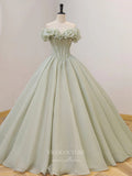 vigocouture-Sage Green Prom Dresses Strapless Corset Back Evening Dress 21788-Prom Dresses-vigocouture-Sage-US2-